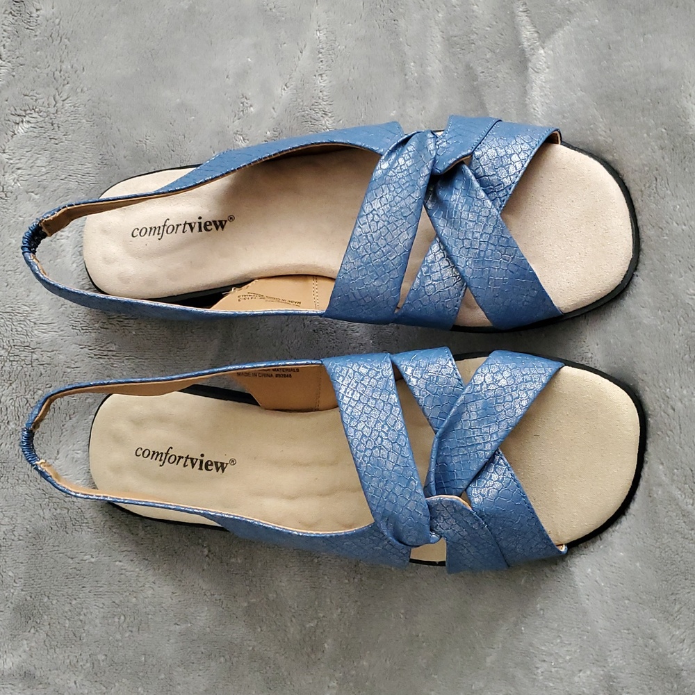 🆕️ COMFORTVIEW Pearl Blue Slingback Sandals WOMEN'S SIZE: 8½WW